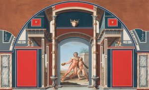 Veggmaleri av et romersk hus på eiendommen til Villa Negroni i Roma, Drunken Hercules. 1781 av Anton von Maron