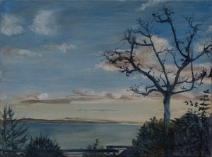 Ditcheat Hill, Somerset, 2019 (olje på lerret) av Antonia Myatt