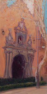 Granada Door, 2016 (olje på lerret) av Antonia Myatt