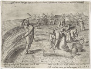 Innhøstingen Dyrking av korn (serietittel) av Antonie Wierix (II) (possibly)