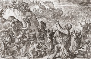 Rødehavet drukner Faraos hær av Antonio (after) Tempesta