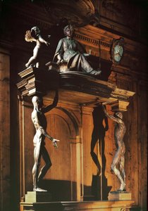 Statuer av to nakne og hudløse menn, kjent som gli spellati (de flådde), anatomisk teater av Antonio (d.1663) Paolucci