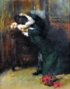 Kysset av Antonio Ambrogio Alciati (1878-1929), - Pastell på papir, 56x44 cm - Privat samling