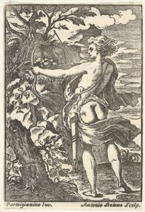 Callisto-jakt med trukket bue, etter Parmigianino, 1720-1740. av Antonio Belemo