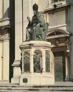 Monument til pave Sixtus V utenfor basilikaen ved Loreto av Antonio Calcagni