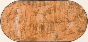 Elias ofrer i Akabs nærvær. Rundt 1557 av Antonio Campi