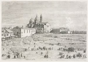 Utsikt: Saint Justina-kirken i Prà della Valle, Padua, 1735-1746. av Giovanni Antonio Canal