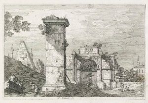 Visninger: Den isolerte søylen av Antonio Canaletto