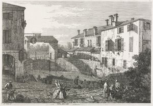 Utsikt: Kanalslusen ved Dolo, 1735-1746. av Giovanni Antonio Canal