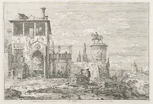 Utsikt: Ryttermonumentet, 1735-1746. av Giovanni Antonio Canal