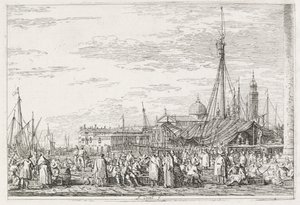 Visninger: Markedet på Molo, 1735-1746. av Giovanni Antonio Canal