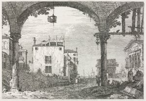 Utsikt: Portikoen med lykten av Antonio Canaletto