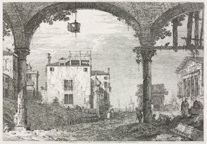 Utsikt: Portikoen med lykten, 1735-1746. av Giovanni Antonio Canal