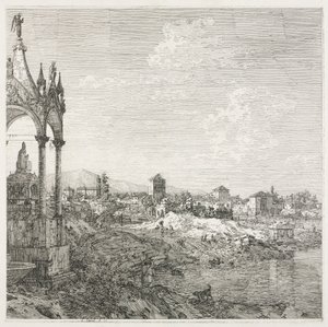 Visninger: En biskops grav, 1735-1746. av Giovanni Antonio Canal