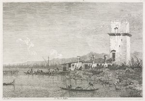 Utsikt: Tårnet i Malghera, 1735-1746. av Giovanni Antonio Canal
