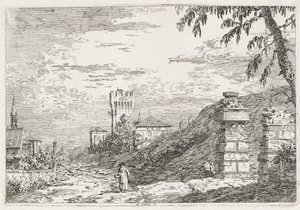 Visninger: To ødelagte søyler av Antonio Canaletto