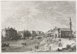 Utsikt: Utsikt over Dolo, en by ved Brenta, vest for Venezia, 1735-1746. av Giovanni Antonio Canal