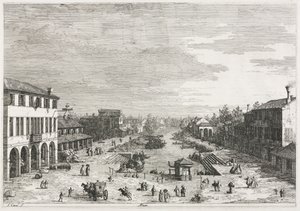 Utsikt: Utsikt over Mestre, en by i provinsen Venezia av Antonio Canaletto