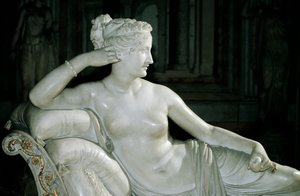 Paolina Borghese som Venus Victrix, av Antonio Canova (1757-1822), hvit marmor av Antonio Canova