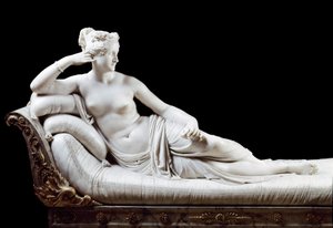 Pauline Bonaparte, prinsesse Borghese (1780 - 1825) søster av Napoleon I representert i Victorious Venus Marble Sculpture av Antonio Canova (1757-1822) 1804-1808 Roma, Galleria Borghese