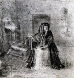 Sittende kvinne, av Antonio Canova (1757-1822), tegning av Antonio Canova