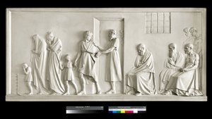 Sokrates forlater familien, 1787-1790 (gips) av Antonio Canova