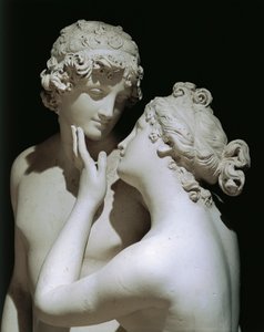 Venus og Adonis av Antonio Canova (1757-1822), marmorfigurgruppe, detalj