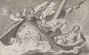 Kristus på en båt med fiskere, ca. 1760-93. av Antonio Capellan