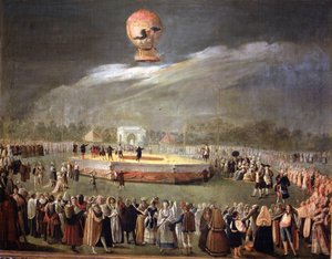 Ballong Ascension in the Gardens of Aranjuez, ca. 1783 (olje på lerret)