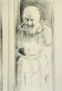 Padre Pio Reading, 1988-89 (kull på papir)