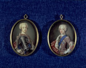 Prins Henry Benedict Stuart (1725-1807) og prins Charles Edward Stuart (1720-88), ca. 1734 (olje på elfenben) av Antonio David
