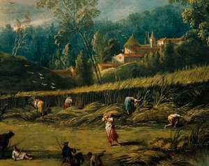 Høstingen, detalj fra sommeren, av Antonio Diziani (1737-1797), maleri.