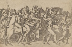 En romersk hær på mars - troppekonvoi, 1540-45. av Antonio Fantuzzi