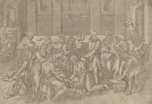 Jesus vasker disiplenes føtter, 1540-45. av Antonio Fantuzzi