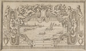 Landskap med dekorativ ramme, ca. 1543. av Antonio Fantuzzi