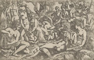 Muser ved foten av Mount Parnassus, 1540-45. av Antonio Fantuzzi