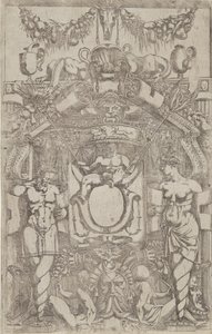Ornament med en liten tom oval, 1540-45. av Antonio Fantuzzi