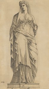 Kvinne fullt ansikt, hodet litt til venstre, ca. 1543. av Antonio Fantuzzi