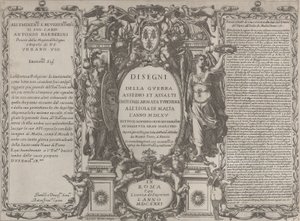 Frontispice for tegninger av krigen, beleiringen og angrepet av den tyrkiske hæren på øya..., 1631. av Antonio Francesco Lucini