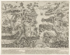 Oversikt over hele slaget på Malta Dimostrazione di tutta la guerra (tittel på objekt) The Siege of Malta (serietittel) av Antonio Francesco Lucini