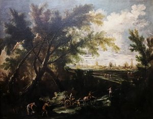 Landskap med vannbærer. av Antonio Francesco Peruzzini