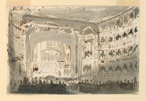 Interiorul teatrului din Brescianorwegian av Antonio Giuseppe Basoli