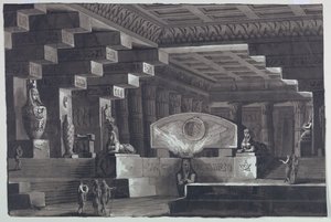 Scenedesign, interiør i egyptisk tempel