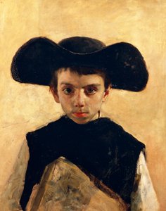 Prevetariello (liten prest), av Antonio Mancini (1852-1930), olje på lerret, 66x53 cm