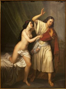 Josef og kona til Putifar (Potifar). Maleri av Antonio Esquivel (1806-1857), olje på lerret