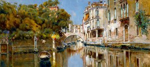 Kanal i Venezia i solskinnet av Antonio Maria de Reyna Manescau