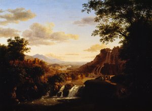 Landskap med foss (olje på lerret) av Antonio Marinoni