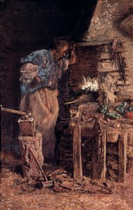 Smedens gullbryllup (Smeden ved gullbryllup). Maleri av Anthony Munoz og Degrain (1841-1924). Olje på lerret