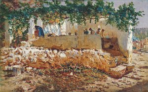Washerwomen - Munoz Degrain, Antonio (1840-1924) - 1903 - Olje på lerret - 62x98 - Museo Carmen Thyssen, Malaga