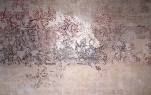 Battle Tournament, fragment av veggmaleri fra Sala del Pisanello (tidligere Sala dei Principi) (sinopia) av Antonio Pisanello